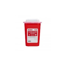 Contenedor rojo de punzo cortantes, capacidad de 1.8 litros, caja con 88 piezas