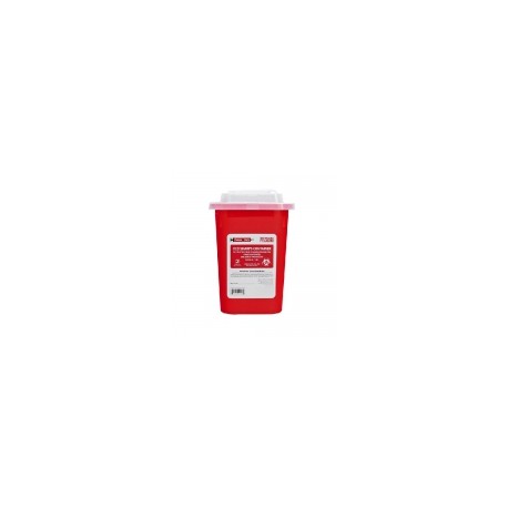 Contenedor rojo de punzo cortantes, capacidad de 1.8 litros, caja con 88 piezas