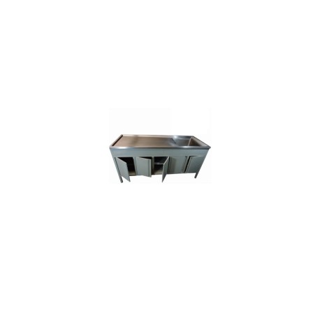 Mesa alta de 210 cm con fregadero izquierdo estructura esmaltada