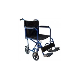 Silla de ruedas de traslado de aluminio con asiento de 18" color azul