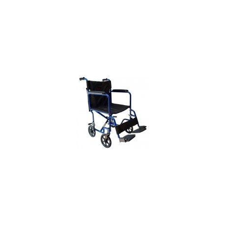 Silla de ruedas de traslado de aluminio con asiento de 18" color azul