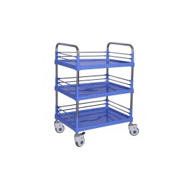 Carrito trolley de plástico para curaciones, con tres charolas