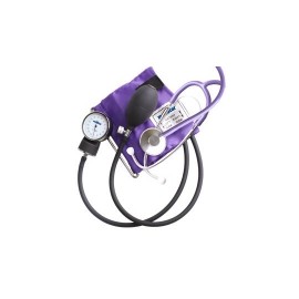 Baumanometro aneroide con estetoscopio de una campana color gris, morado, azul, rosa y negro MES-HS-50A MARCA -  MedStar