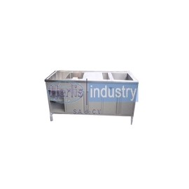 Mesa con fregadero deposito de hielo y baño maría HEL-HM1355 MARCA -  Herlis