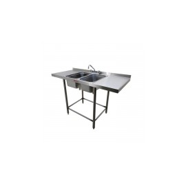 Mesa de 300 cm con respaldo y doble fregadero central HEL-HM355 MARCA -  Herlis