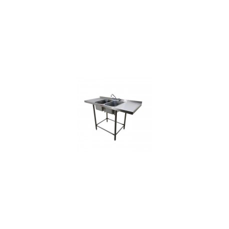 Mesa de 300 cm con respaldo y doble fregadero central HEL-HM355 MARCA -  Herlis