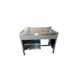 Mesa alta de 180 cm con respaldo y fregadero izquierdo de acero inoxidable HEL-HM181 MARCA -  Herlis