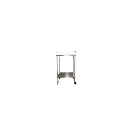 Mesa pasteur sin cajón cubierta y entrepaño de acero inoxidable llantas de 4" de gel HEL-HM206 MARCA -  Herlis