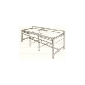 Mesa alta de 180 cm con fregadero central y cajones HEL-HM138 MARCA -  Herlis