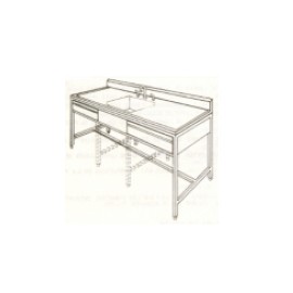 Mesa alta de 230 cm con fregadero central y cajones HEL-HM136 MARCA -  Herlis