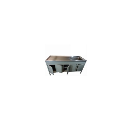 Mesa alta de 150 cm con fregadero derecho de acero inoxidable HEL-HM169 MARCA -  Herlis