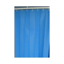 Cortina antibacterial de 241 x 194  alto azul cielo con riel para fijar al techo ESG-COR001 MARCA -