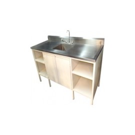 Mesa alta de 180 cm con fregadero central y trampa para yeso esmaltada HEL-HM217 MARCA -  Herlis